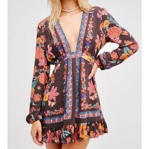 Free People Violet Hill Floral Printed Mini Dress Tunic Women's Size 6